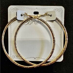 Brighton Gold-Tone Engraved Hoop Earrings